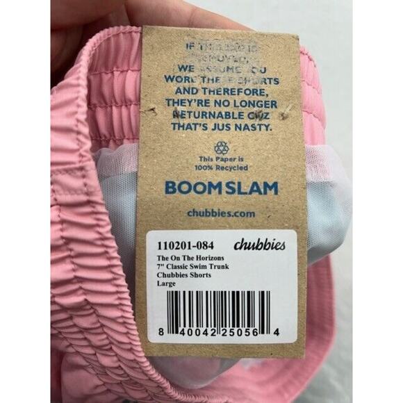 Chubbies The On The Horizons 7" Classic Swim Trunks Stripe Drawstring Pink Large - Picture 3 of 6